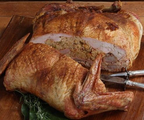 Prepared turducken, one of Cajun Grocer's signature Louisiana foods
