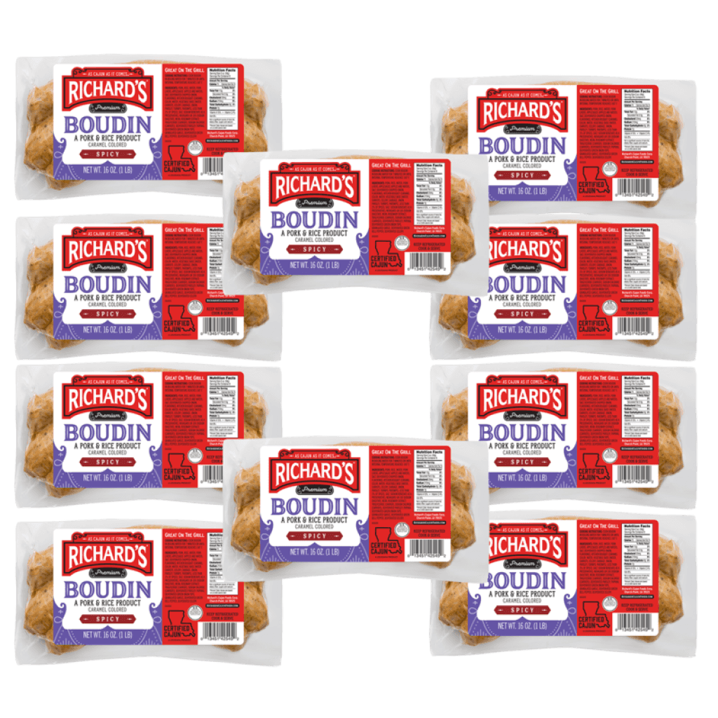 Richard's Hot Pork Boudin 16 oz Pack of 10