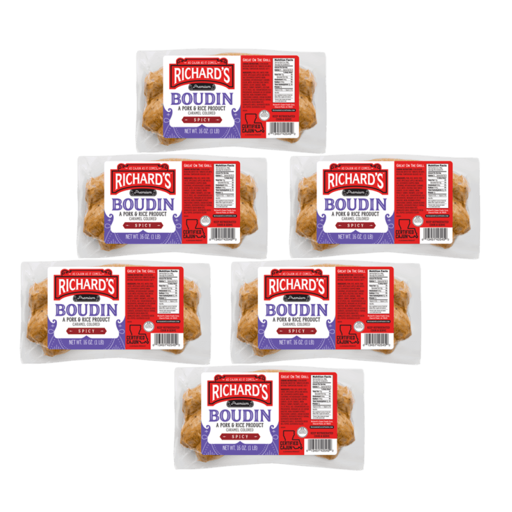 Richard's Hot Pork Boudin 16 oz Pack of 6