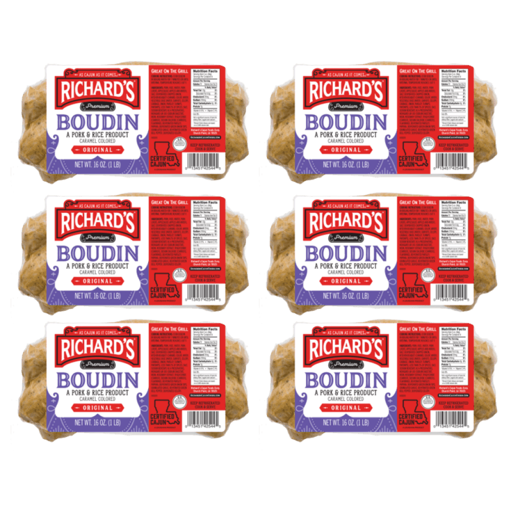 Richard's Pork Boudin Regular 16 oz Pack of 6