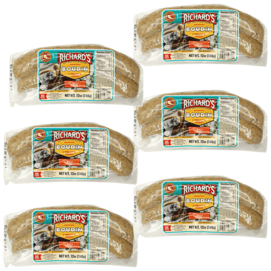 Richard's Premium Pork Boudin 16 Oz Pack of 6