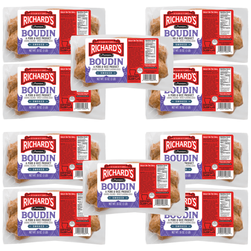 Richard's Smoked Pork Boudin 16 oz Pack of 10