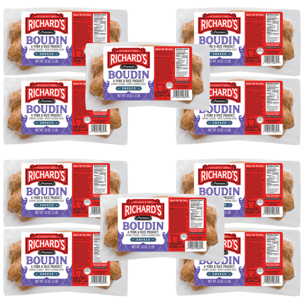 Richard's Smoked Pork Boudin 16 oz Pack of 10