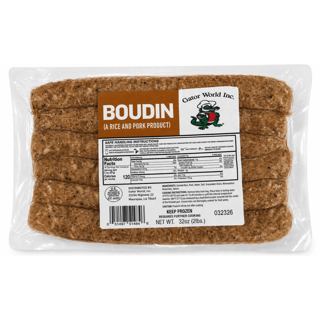 Gator World Pork Boudin (2 lb) – Authentic Louisiana Cajun Sausage