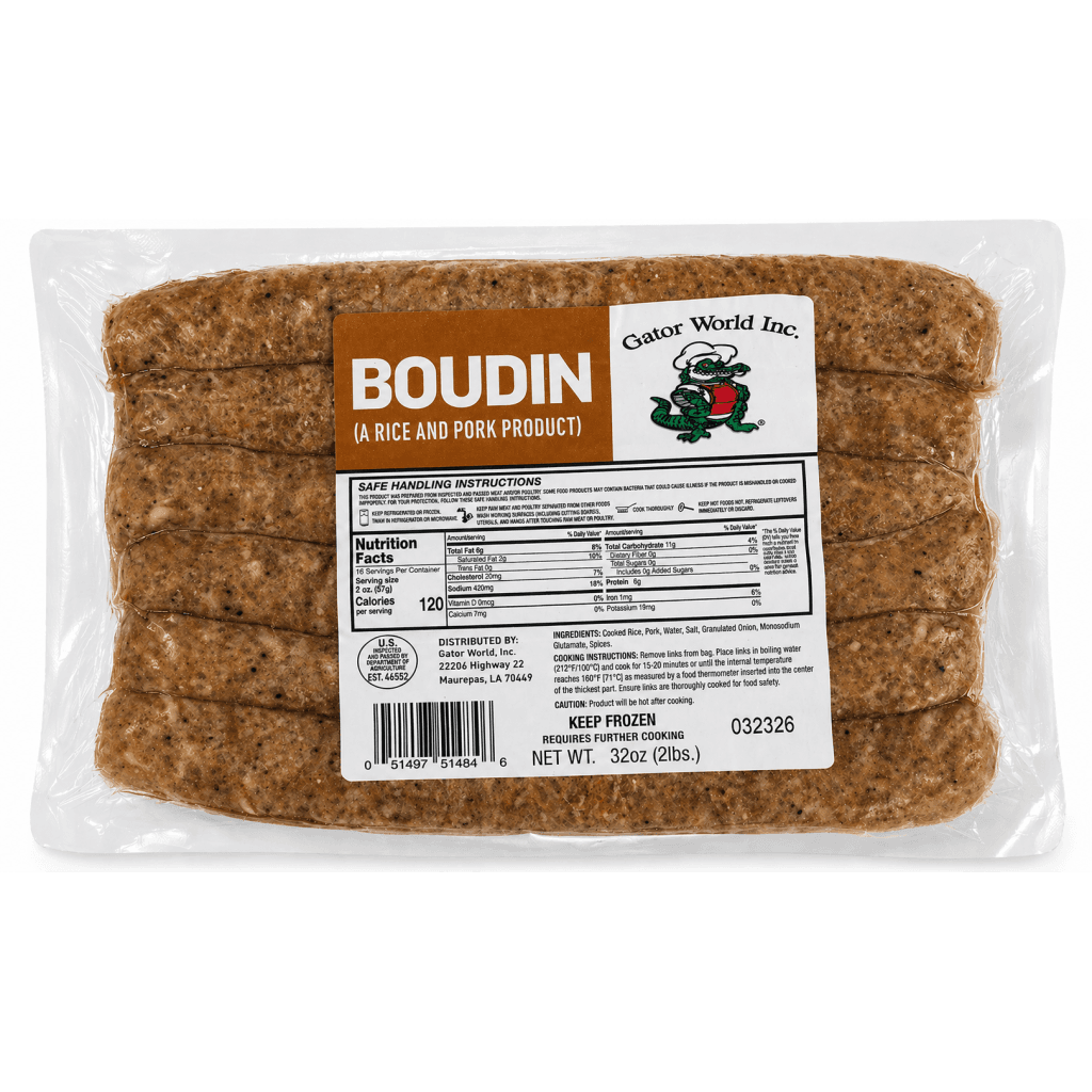 Gator World Pork Boudin (2 lb) – Authentic Louisiana Cajun Sausage