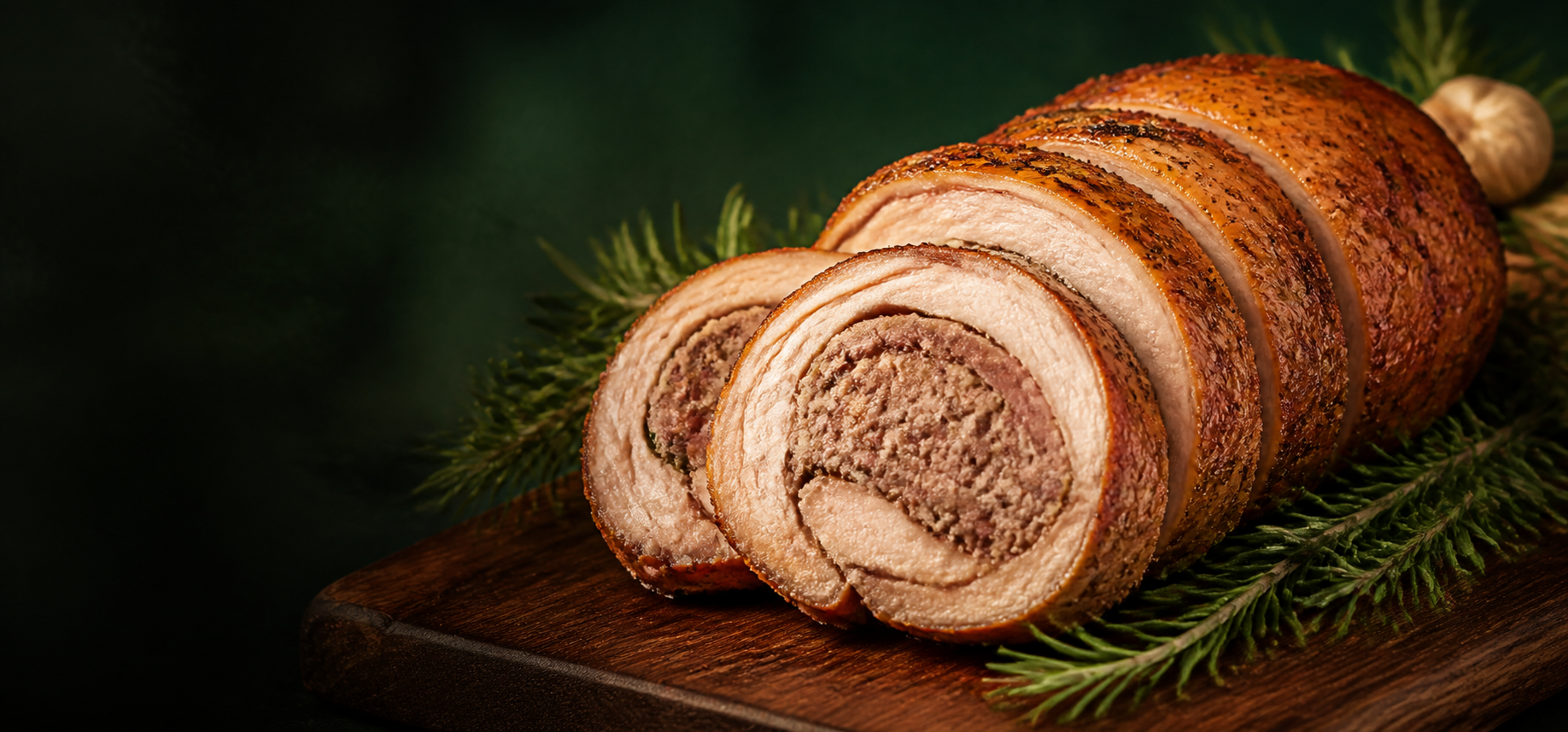 Sliced Cajun turducken